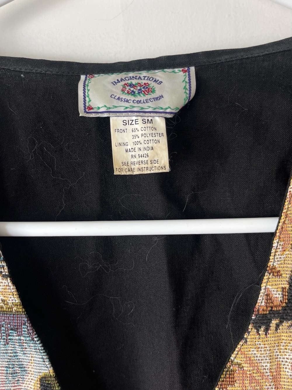 (SOLD) Vintage-Inspired Cat Tapestry Vest - Multicolor - Picture 4 of 5